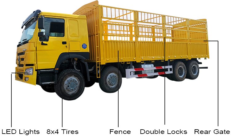 8x4 Used Howo Fence Cargo Truck for Sale